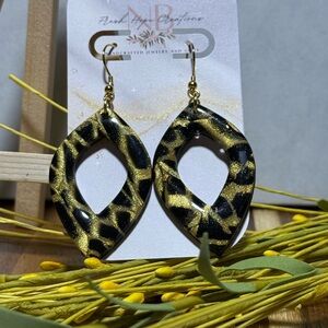 Black and Gold Leopard Print Earrings